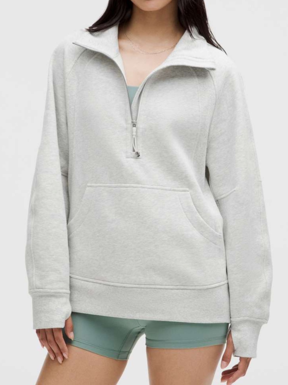Lululemon Scuba Oversized Funnel-Neck Half Zip Long Heathered Ultra Light Grey